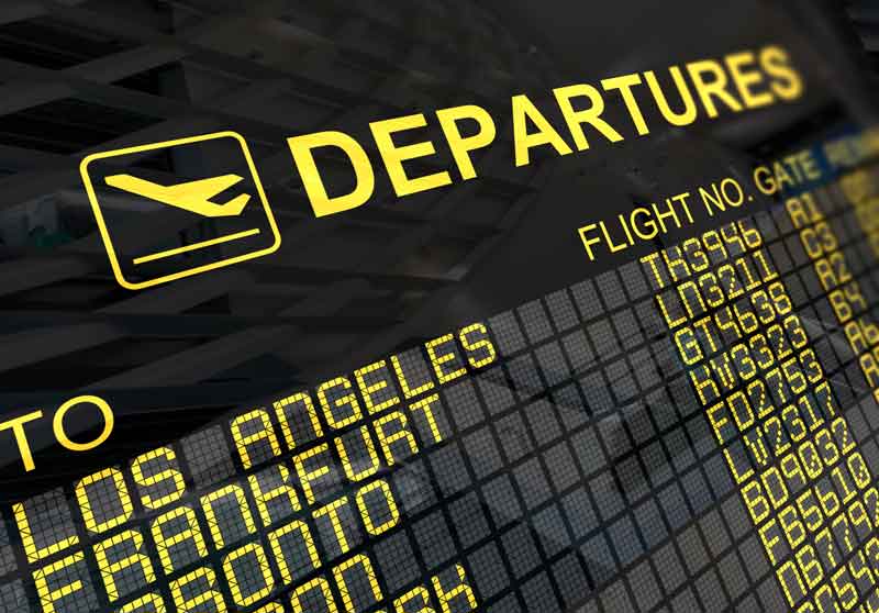 Airport departure board